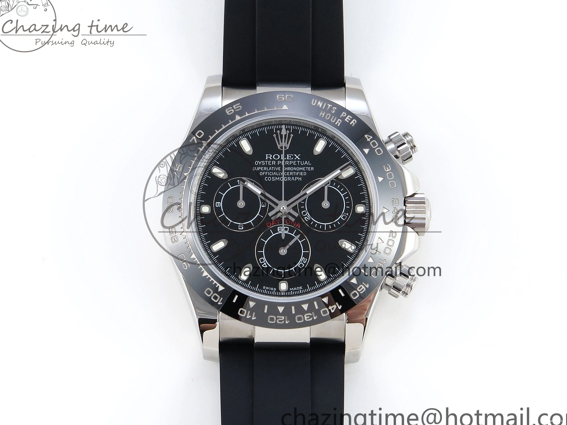 1225 Premium DAYTONA 116519 SS OMF BEST EDITION BLACK DIAL ON OYSTERFLEX STRAP A7750 (SLIM MOVEMENT) 1788